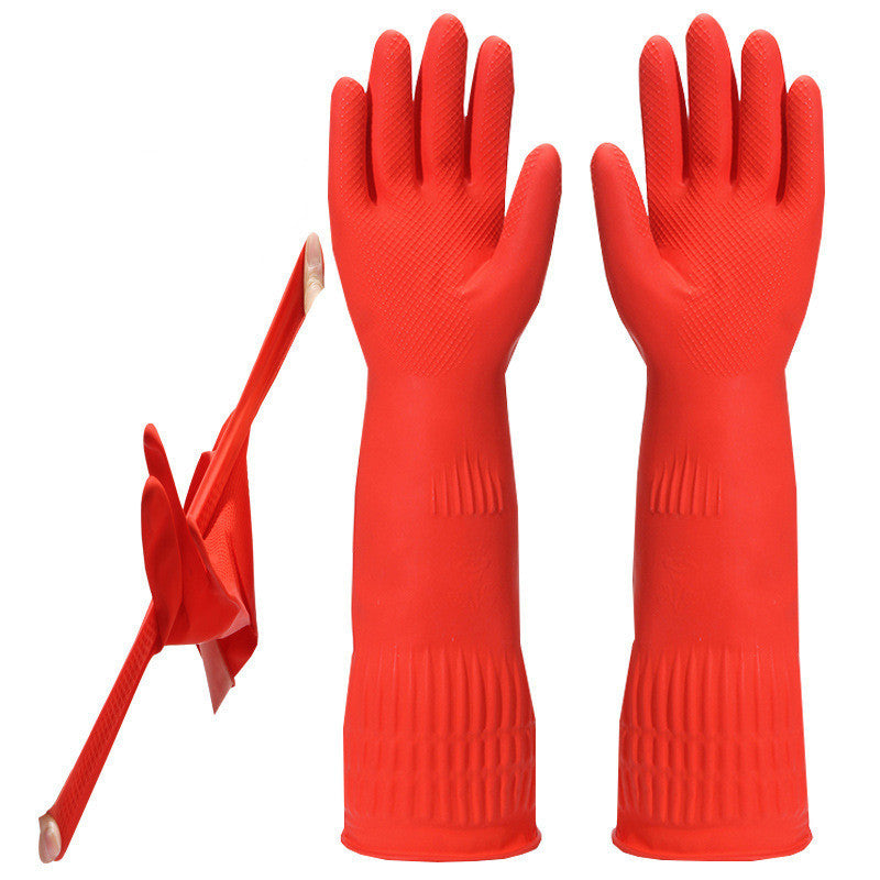 Household Kitchen Dishwashing Extended Rubber Waterproof Gloves