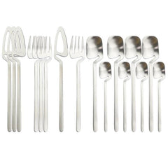 Rainbow Dinnerware Set Spoon Fork Knife Table Decor Cutlery Sets Kitchen Matte Gold tableware Set Desserts Soup Coffee Use