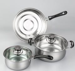 Stainless Steel Kitchenware Set Three-piece Pot Soup Pot Wok Kitchen Gift Gift Combo Set Pot