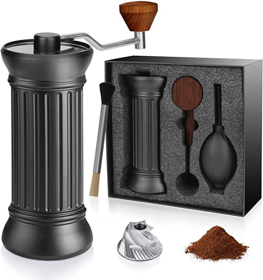 Manuelle Kaffeebohnenmühle, Keramik-Kaffeemühle mit konischem Edelstahlgrat, römische Säule, Handmühle, verstellbare Kapazität, 40 g