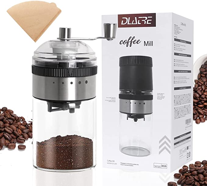 Manual Coffee Grinder, Hand Coffee Bean Mill, Portable Hand Crank Coffee Bean Grinder, Adjustable Settings Ceramic Conical Burr