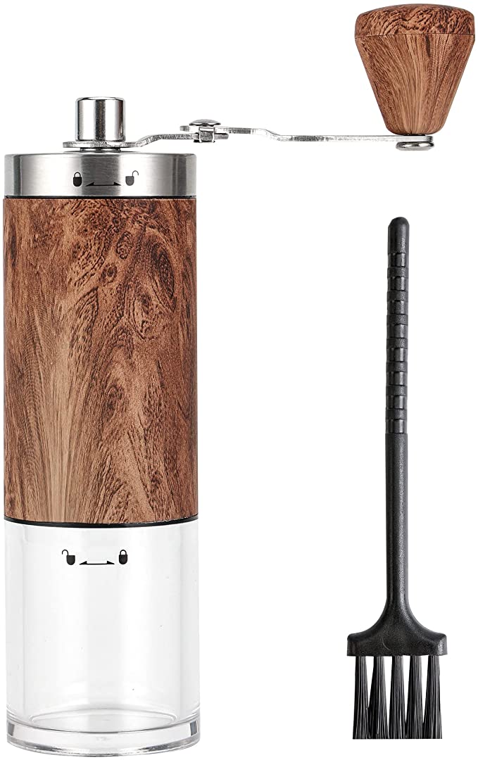 Manual Coffee Grinder with Ceramic Burr, Portable Hand Coffee Grinder with 8 Adjustable Setting