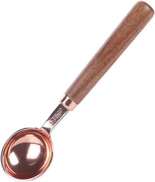 KKC HOME ACCENTS Coffee Scoop for Ground Coffee 1 Tablespoon,Tea Scoop for Loose Tea,Wood Long Handle Coffee Bean Scoop, Long Handle Coffee Measuring Spoon,Gold,1 tbsp,6.7 inch