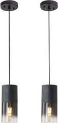 2-Pack Black Pendant Light Fixtures, Adjustable Modern Pendant Lights for Kitchen Island, Industrial Glass Pendant Lights for Dining Table Hallway Bedroom Living Room