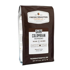 Fresh Roasted Coffee, 100% Dark Colombian Supremo, 2 lb (32 oz), Med-Dark Roast, Whole Bean, Kosher
