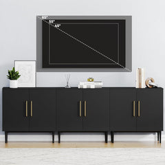 Modern Storage Cabinet, Free Standing Buffet Cabinet, Black Sideboard and Buffet Storage, Wood Accent Cabinet for Living Room, Hallway, Entryway, Dining Room, Bedroom (1, Black)