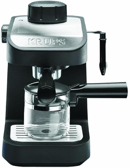 KRUPS XP1020 Steam Espresso Machine with Glass Carafe, 4-Cup, Black