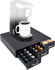 Coffee Pod Storage Drawer Coffee Capsule Organize Drawer Coffee Maker Holder Organizer,Compatible with 36 Capacity K-Cup or 48 Nespresso Capsule, Black