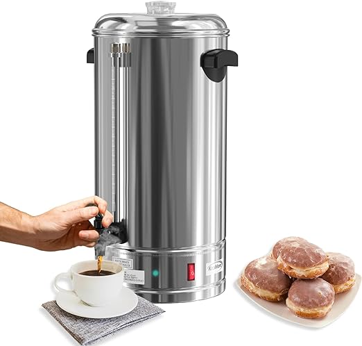 KoolMore Electric Percolator Coffee Maker, 100-Cup 500 oz. Pot in Stainless Steel with Double Wall Insulation for Office Breakrooms, Catering, and Events, and Dripless Faucet (KM-CCP100)