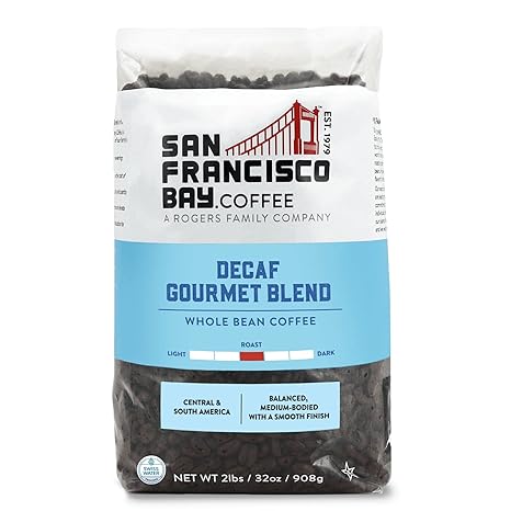 San Francisco Bay Whole Bean Coffee - DECAF Gourmet Blend (2lb Bag), Medium Roast, Swiss Water Processed