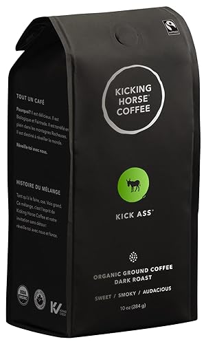 Kicking Horse Coffee, Kick Ass, Dark Roast, Ground, 10 Oz - Certified Organic, Fairtrade, Kosher Coffee