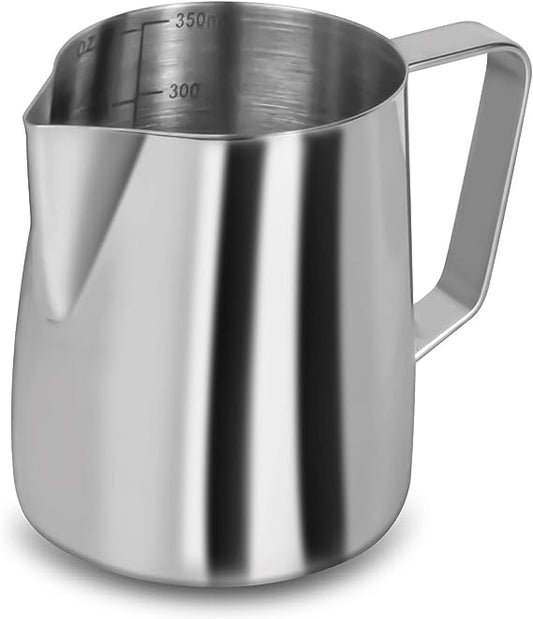 Milk Frothing Pitcher, 12 Oz Milk Frother Steamer Cup Stainless Steel Espresso Cup