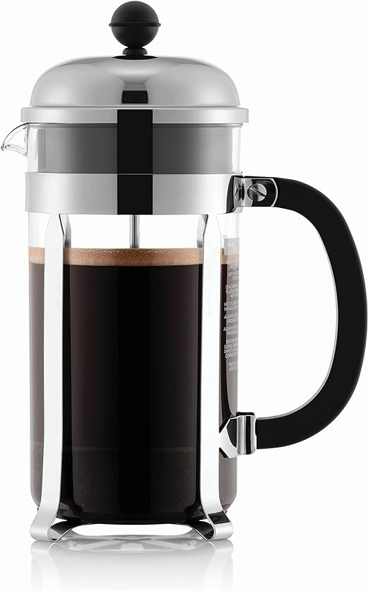 Bodum 1928-16US4 Cafetera de prensa francesa Chambord, 1 litro, 34 onzas, cromada