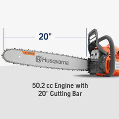 450 Rancher 20 Inch Gas Chainsaw, 50.2-cc 3.2-HP, 2-Cycle X-Torq Engine, For Tree Pruning, Yard Cleanups and Firewood Cutting