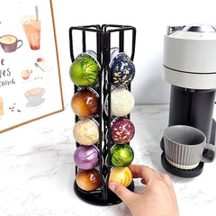 Coffee Pod Holder for Nespresso Vertuoline, Coffee Pod Stand Holds 20 Nespresso Vertuo Pods, Small Nespresso Vertuoline Pods Organizer Carousel 360-Degree Rotatable, Black