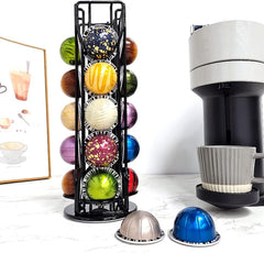 Coffee Pod Holder for Nespresso Vertuoline, Coffee Pod Stand Holds 20 Nespresso Vertuo Pods, Small Nespresso Vertuoline Pods Organizer Carousel 360-Degree Rotatable, Black