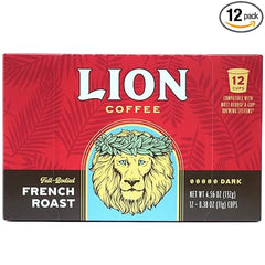 Lion Coffee French Roast, Single-Serve Coffee Pods - 12 Count Box