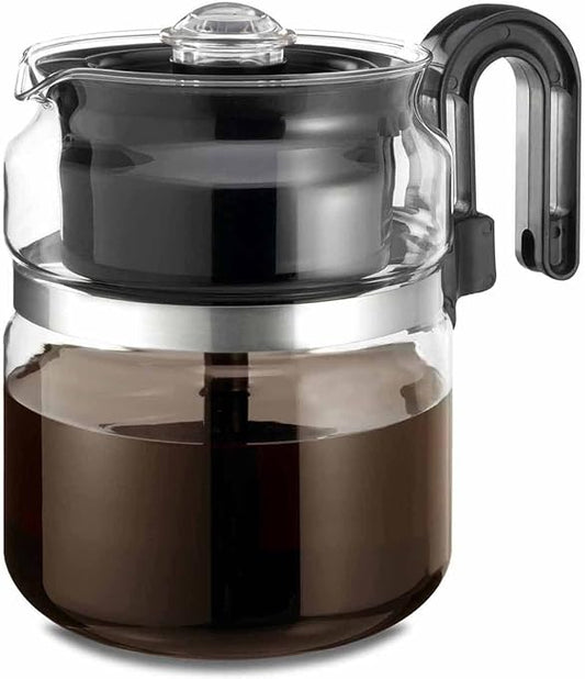 CAFÉ BREW COLLECTION High End Glass Stovetop Percolator Coffee Pot - Best 40 oz Borosilicate Glass Percolator Coffee Pot - Dishwasher Safe Coffee Percolator - BPA Free 8 Cup Percolator by Medelco