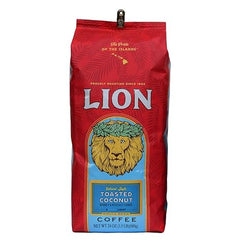 Lion Coffee, Toasted Coconut Flavor, Light Roast, Whole Bean, 24 Ounce Bag
