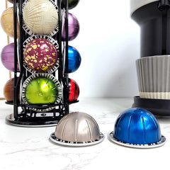 Coffee Pod Holder for Nespresso Vertuoline, Coffee Pod Stand Holds 20 Nespresso Vertuo Pods, Small Nespresso Vertuoline Pods Organizer Carousel 360-Degree Rotatable, Black