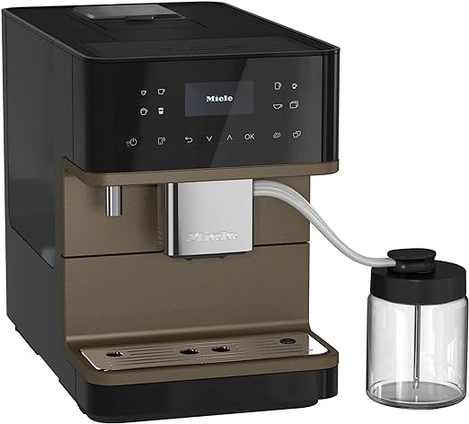 Miele NEW CM 6360 MilkPerfection Automatic Wifi Coffee Maker & Espresso Machine Combo, 1.8 liters, Obsidian Black & Bronze Pearl Finish - Grinder, Milk Frother, Cup Warmer, Glass Milk Container