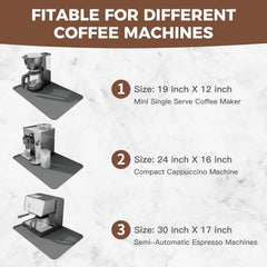 Coffee Mat, Hide Stain Coffee Bar Mat for Countertop, Rubber Backed Dish Drying Mat for Counter, Absorbent Coffee Bar Accessories Fit Under Coffee Maker Espresso ME Machine-12"x19"