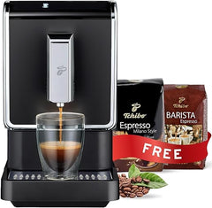 Tchibo Single Serve Coffee Maker - Automatic Espresso Coffee Machine - Built-in Grinder, No Coffee Pods Needed - Comes with 2 x 17.6 Ounce Bags of Whole Beans