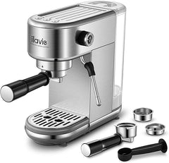 ILAVIE Espresso Machines 20 Bar, Espresso Maker for home with Milk Frother, Compact Coffee Machine for Latte, Macchiato, Cappuccino