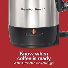 Hamilton Beach 12 Cup Electric Percolator Coffee Maker, Stainless Steel, Quick Brew, Easy Pour Spout (40616R)