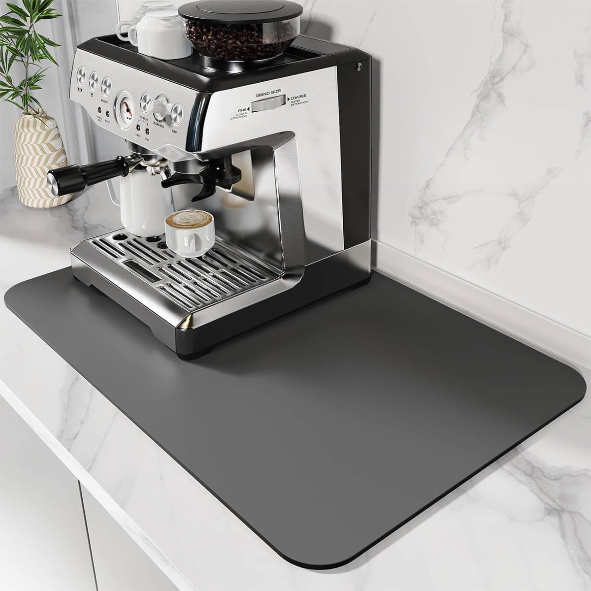 DK177 Coffee Mat Coffee Bar Mat Hide Stain Absorbent Drying Mat with Waterproof Rubber Backing Fit Under Coffee Maker Coffee Machine Coffee Pot Espresso Machine Coffee Bar Accessories-19"x12"