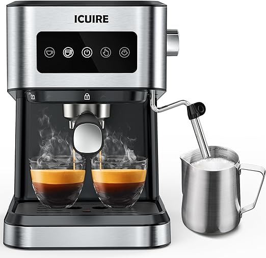 ICUIRE Espresso Machine 20 Bar, Latte Machine with Milk Frother Steam Wand, 1050W Compact Expresso Coffee Maker with 1.5L/50oz Removable Water Tank…