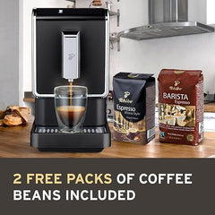 Tchibo Single Serve Coffee Maker - Automatic Espresso Coffee Machine - Built-in Grinder, No Coffee Pods Needed - Comes with 2 x 17.6 Ounce Bags of Whole Beans