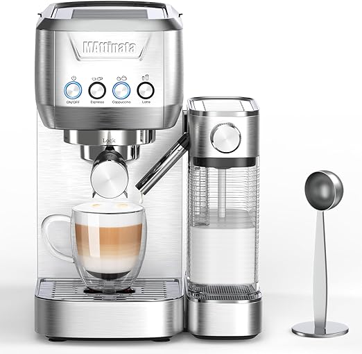 MAttinata Espresso Machine, 20 Bar Cappuccino Machines for Home, Latte Machine with Automatic Milk Frother, Coffee Maker with Dual Wall & ESE Filters