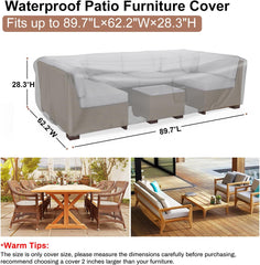 Heavy Duty Patio Furniture Covers Waterproof, Patio Furniture Outdoor Sectional Sofa Set , Patio Table and Chair Set Cover 89.7"L×62.2"W×28.3"H