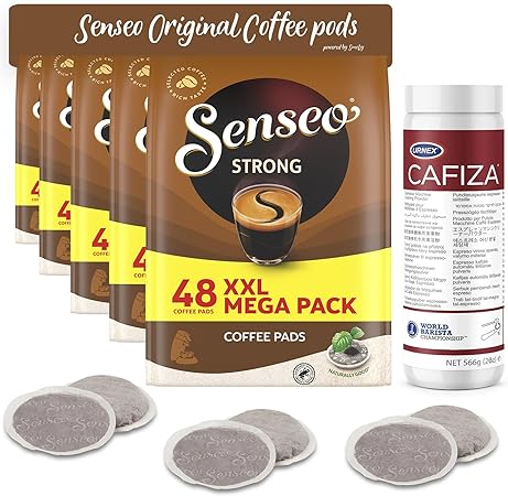 Ur-Nex Cafiza Professional Coffee Machine Cleaning Powder 566 grams with Strong Coffee Pods 240 Servings Dark Roast