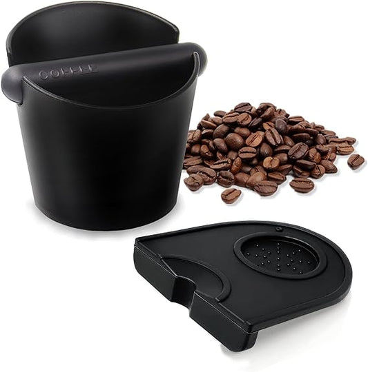 Espresso Machine Accessories Knock Box Tamper Mat Set of 2, Coffee Knock Box with Removable Knock Bar and Anti-Slip Base, Silicone Espresso Tamper Mat for Home, Barista Tools for Bar Shop