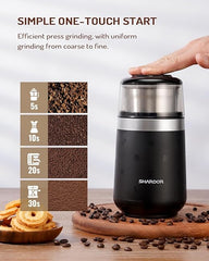 SHARDOR Super Silent Coffee Grinder Electric, Herb Grinder, Spice Grinder, Coffee Bean Grinder, Espresso Grinder with 1 Removable Stainless Steel Bowl