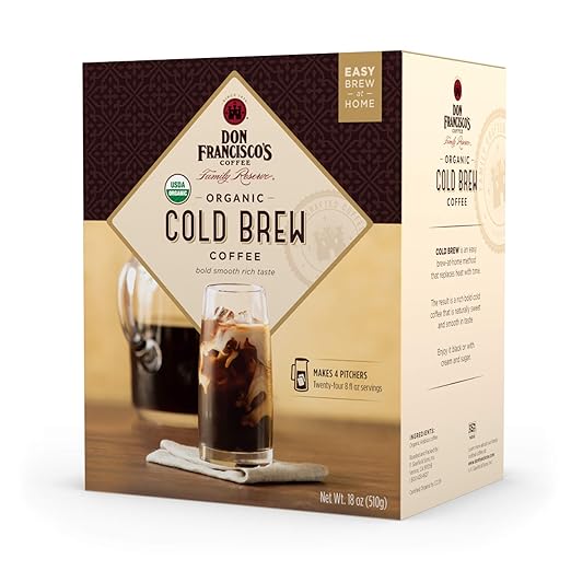 Don Francisco's Organic Cold Brew Coffee, 8 Pitcher Packs (makes 4 pitchers)