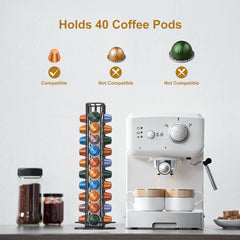 Coffee Pod Holder, Coffee Pod Storage Organizer Compatible with Nespresso OriginalLine, Rotatable Coffee Capsules Carousel, Countertop Coffee Station Organizer -Black /40 Pods