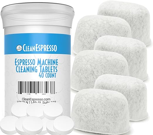 CleanEspresso Espresso Machine Cleaner - 40 Tablets and 6 Filters for Breville Machines - 2g Cleaning Tablets & Replacement Water Filters