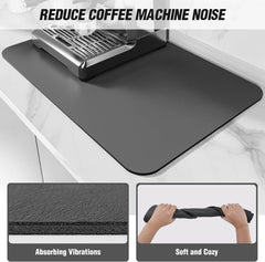 DK177 Coffee Mat Coffee Bar Mat Hide Stain Absorbent Drying Mat with Waterproof Rubber Backing Fit Under Coffee Maker Coffee Machine Coffee Pot Espresso Machine Coffee Bar Accessories-19"x12"