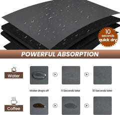 Coffee Mat(Dark Gray 12"x19''), Coffee Bar Mat for Countertop, Anti-Slip Absorbent Dish Drying Mat for Kitchen, Suitable for Coffee Machine, Coffee Maker, Coffee Pot, Espresso Machine, Dish Rack.