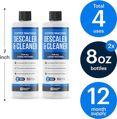 Essential Values Universal Descaling Solution for Keurig Breville Nespresso & Delonghi (4 Uses) | Coffee Machine Descaler Cleaner | Liquid To Descale Automatic Coffee Makers & Espresso Machines