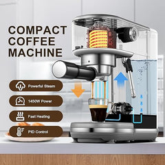 ILAVIE Espresso Machines 20 Bar, Espresso Maker for home with Milk Frother, Compact Coffee Machine for Latte, Macchiato, Cappuccino