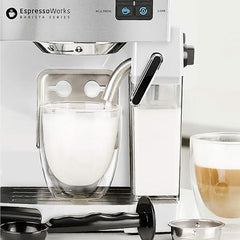 EspressoWorks 19-Bar Espresso, Latte and Cappuccino Maker 10-Piece Set - Brew Cappuccino and Latte with One Button - Espresso Machine with Milk Steamer 1250W