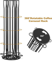 Coffee Pod Holder for Nespresso OriginalLine, Coffee Pod Storage Organizer 360 Degree Rotatable Coffee Capsules Carousel for Nespresso, Holds 60 Coffee Pods, for Home Bar Countertop