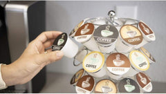 Nifty K Cup Holder – Compatible with K-Cups, Coffee Pod Carousel | 36 K Cup Holder, Spins 360-Degrees, Lazy Susan Platform, Modern Chrome Design, Home or Office Kitchen Counter Organizer