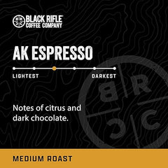 Black Rifle Coffee Company, AK-47 Espresso,100% Arabica Coffee,Colombian Supremo Roasted Dark, Whole Bean 12 oz Bag Visit the Black Rifle Coffee Company Store