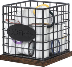 K Cup Holder Organizer, Sturdy Coffee Pod Holder Organizer, 35 Kcup Large Capacity Storage Basket for Kitchen Counter and Office Desktop (Square Grid)