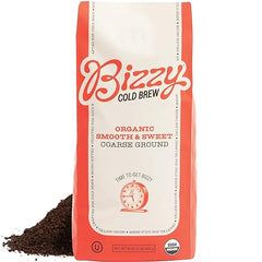 Bizzy Organic Cold Brew Coffee | Smooth & Sweet Blend | Coarse Ground Coffee | Micro Sifted | Specialty Grade | 100% Arabica | 1 LB